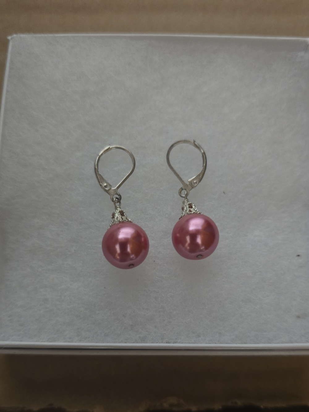 Pink Pearl Drop Sterling Silver Earrings - Elegant Women's Jewelry